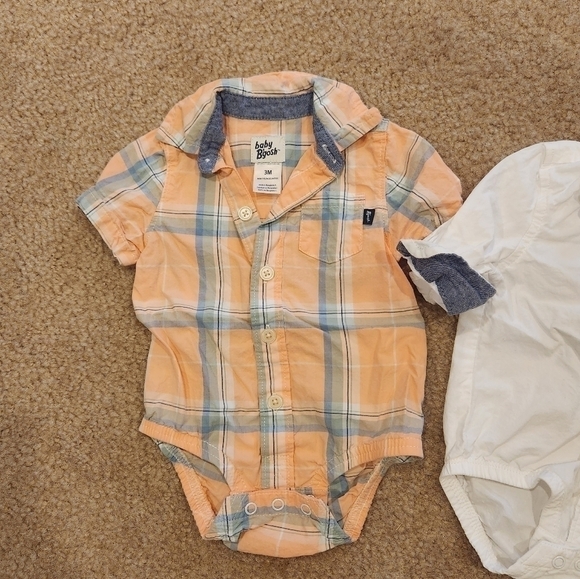 𝅺LOT of 2 Baby B'Gosh Oshkosh Boy's Collared Onesies, 3 months - Picture 2 of 9